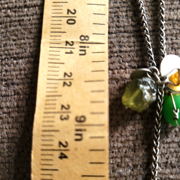 Beth Orduna Sterling Silver with citrine, peridot & chalcedonay cluster necklace - Picture 4 of 9